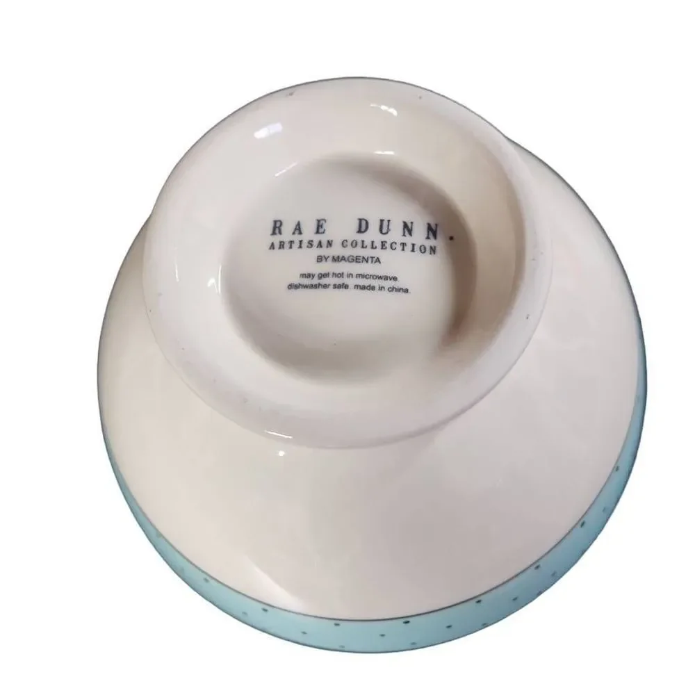 Rae Dunn White Blue Black Dot Taste Bowl
